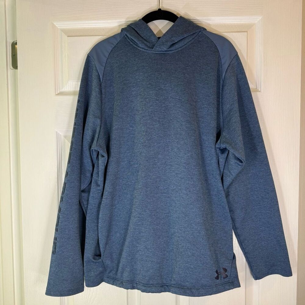 Under Armour Hoodie Blue Loose Fit Coldgear Pockets Hooded Activewear Mens Large